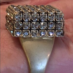 Vint GoldTone Cocktail Ring Dazzling White Chrysta